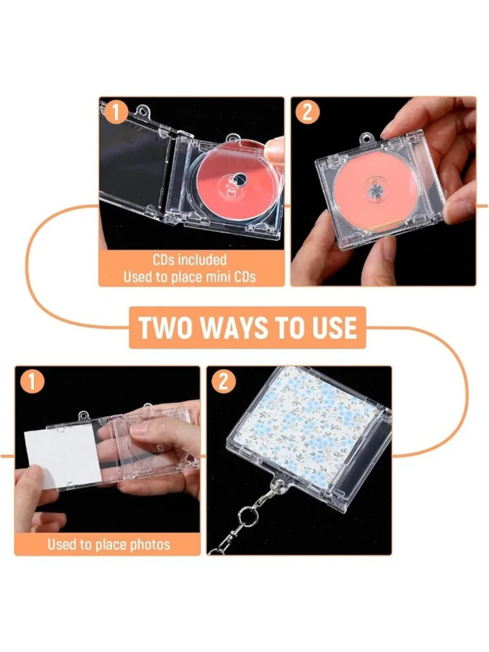20 Mini CD Keychain Album Cases - Clear Plastic DVD Covers for DIY Decor & Gifts